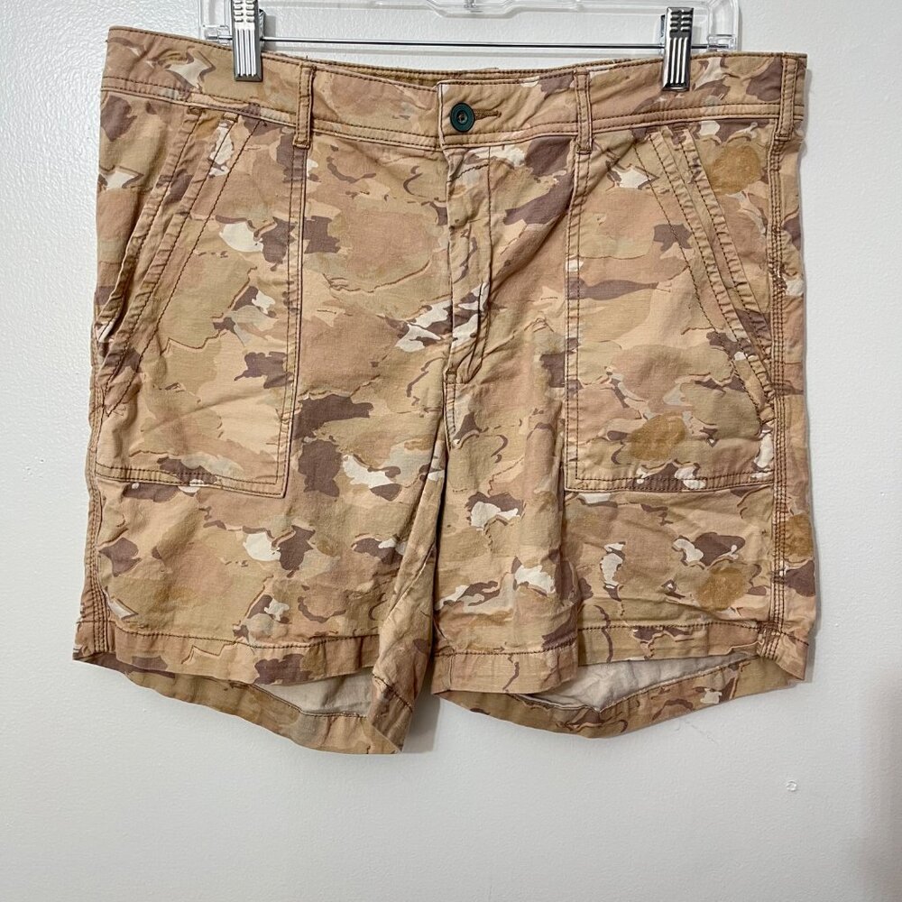 Anthropologie The Wanderer Camouflage Print Shorts Size 32 Cotton Linen Blend